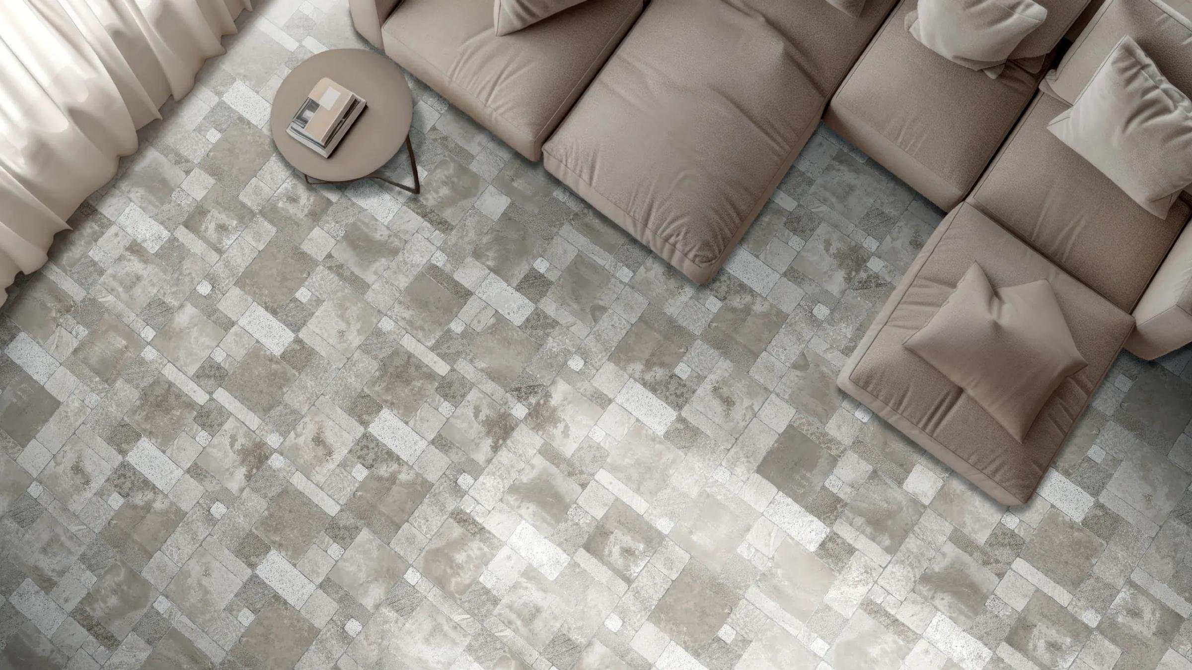 Sala con piso de porcelanato Baruta Gris, formato 60×60