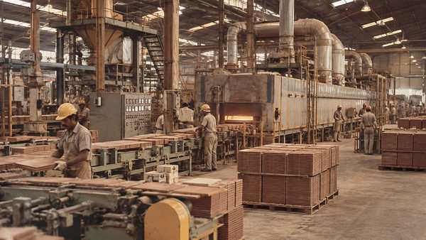 Línea de producción con horno de rodillos en la planta de Guacara