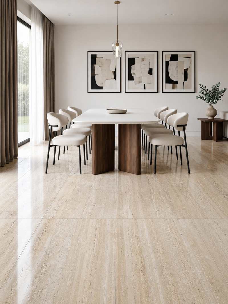 Comedor con Travertino Brillante
