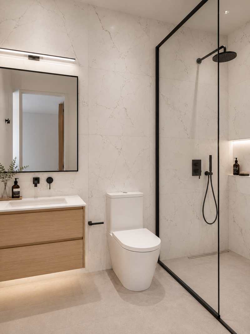 Baño con Cubiro Marrón
